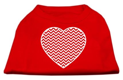 Chevron Heart Screen Print Dog Shirt (Option: Red Lg)