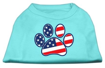 Patriotic Paw Screen Print Shirts (Option: Aqua S)