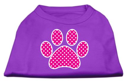 Pink Swiss Dot Paw Screen Print Shirt (Option: Purple Med)