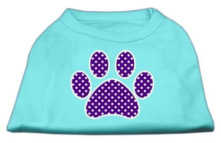 Purple Swiss Dot Paw Screen Print Shirt (Option: Aqua Sm)