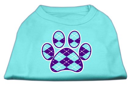 Argyle Paw Purple Screen Print Shirt (Option: Aqua Med)