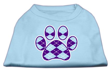 Argyle Paw Purple Screen Print Shirt (Option: Baby Blue Lg)