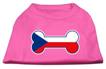 Bone Shaped Czech Republic Flag Screen Print Shirts (Option: Bright Pink L)