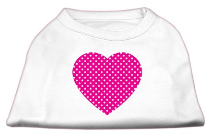 Pink Swiss Dot Heart Screen Print Shirt (Option: White L)