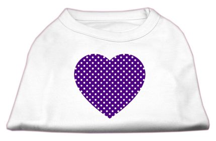 Purple Swiss Dot Heart Screen Print Shirt (Option: White L)